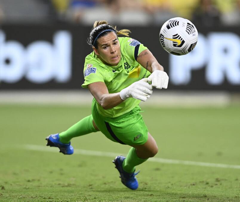 Canberran goalkeeper Lydia Williams is one game away from making Matildas history. Picture: Getty Images