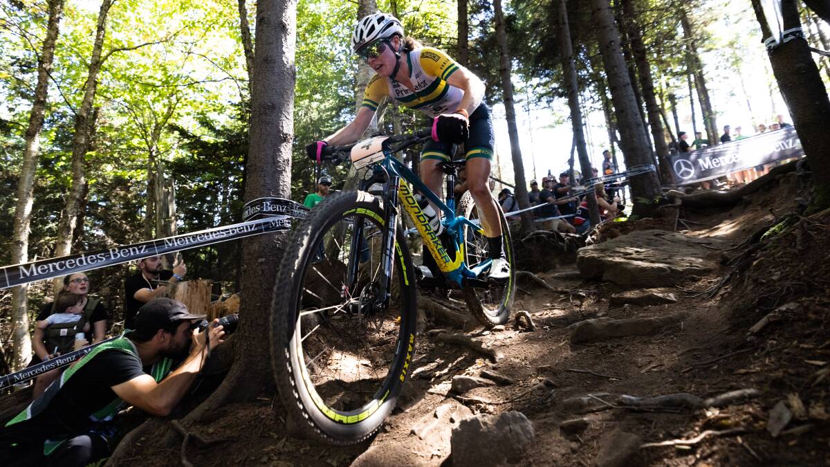 Bec McConnell wins her first UCI MTB cross-country World Cup title in Brazil, ending Australia's nine year drought. Picture: Getty Images