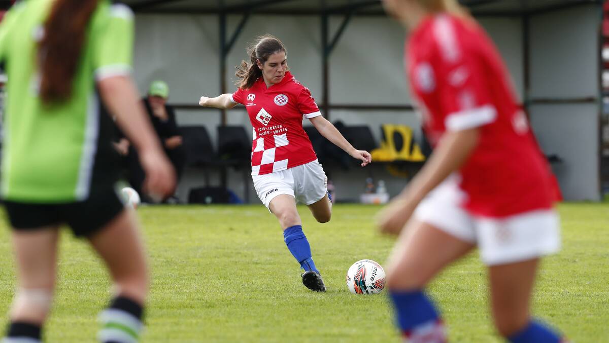 Canberra Croatia's Brittany Palombi slotted two away in her side's 8-1 victory over Canberra United Academy on Sunday. Picture: Keegan Carroll
