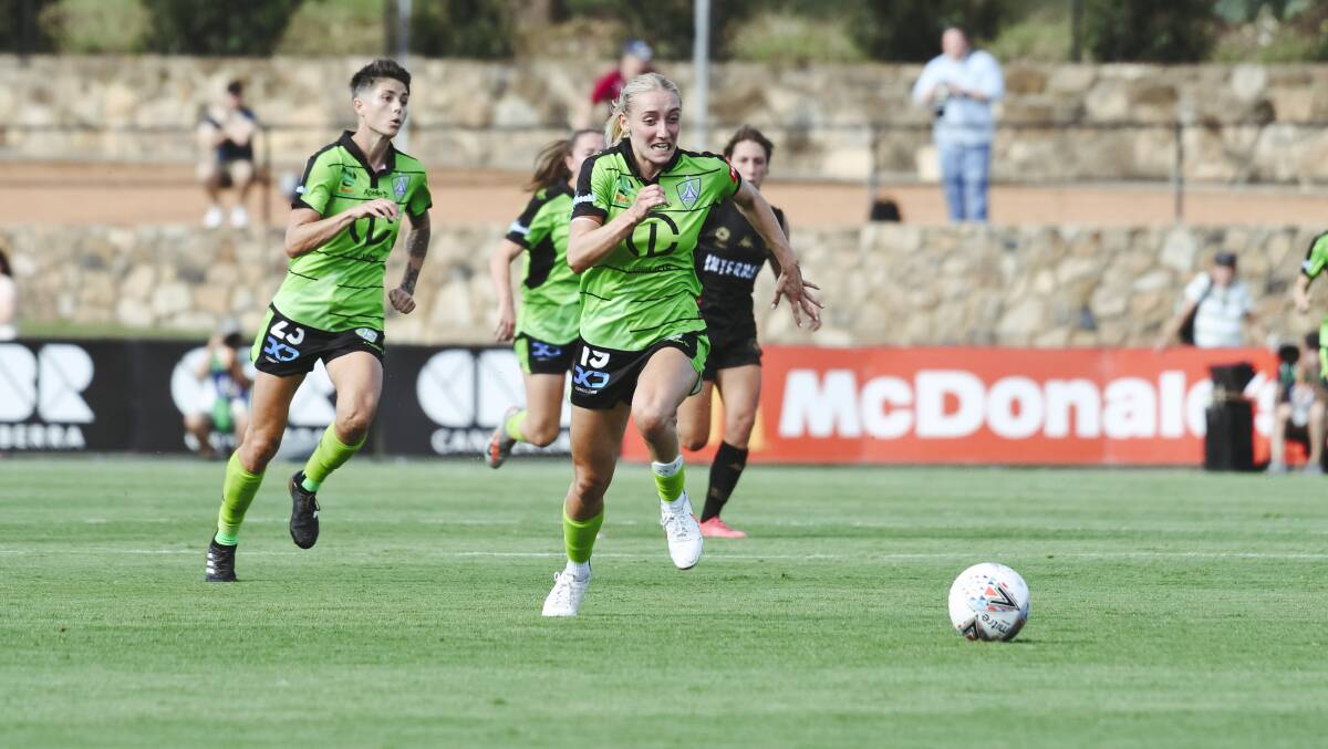 Nickoletta Flannery admitted it was daunting to return for Canberra United after a year on the sidelines, but she was not taking anything for granted. Picture: Dion Georgopoulos