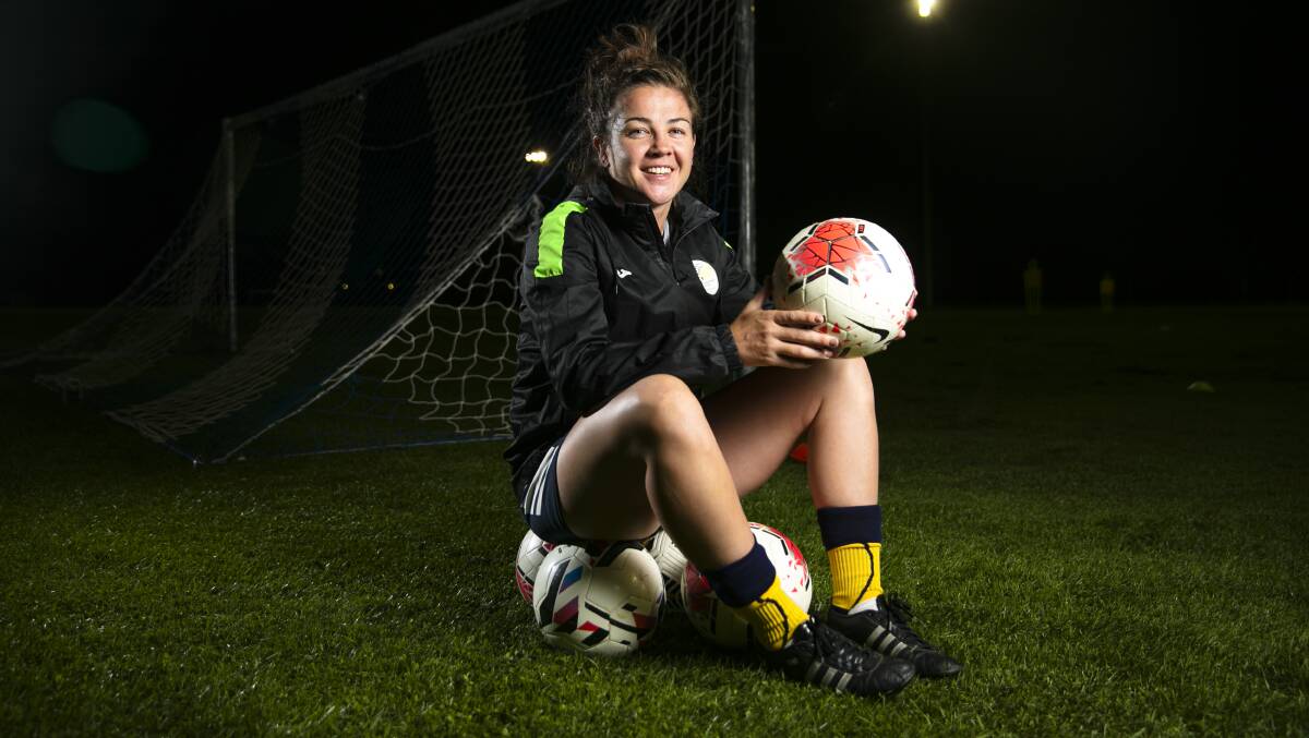 ACT Brumbies player Sammie Wood has shifted her off-season focus to soccer with Tuggeranong United in the NPL. Picture: Keegan Carroll