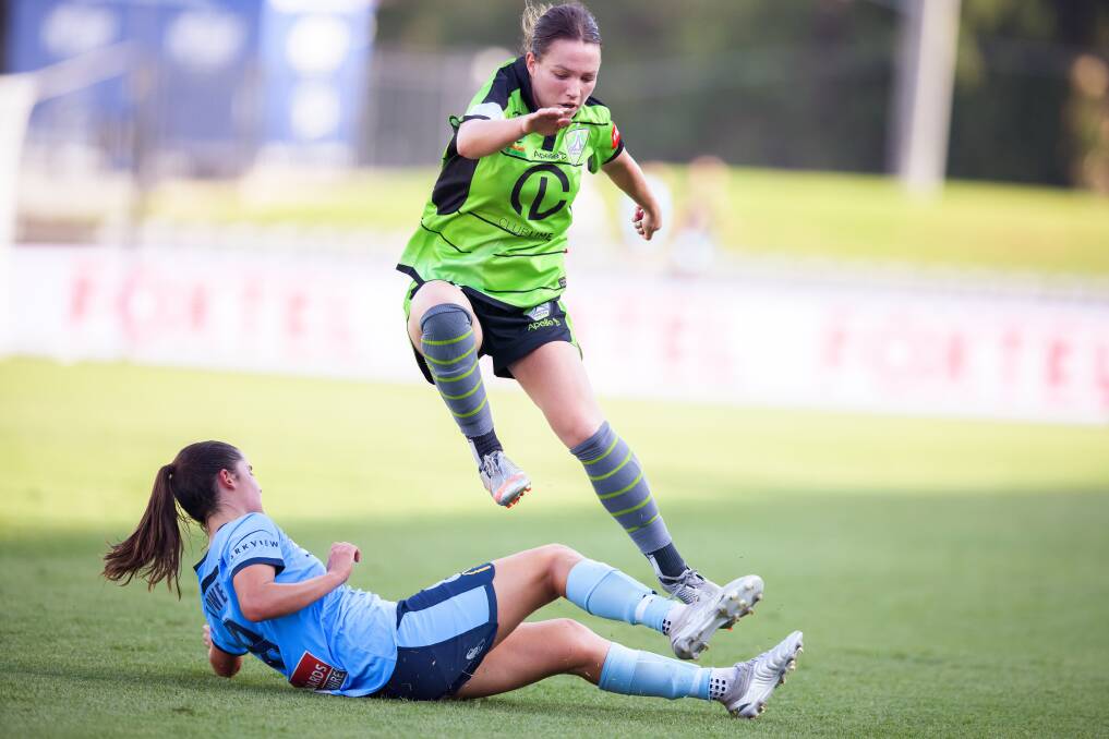 Canberra United's hero in their 3-3 comeback, Grace Maher, is embracing the side's opportunity to turn their season around in eight days. Picture: Sitthixay Ditthavong