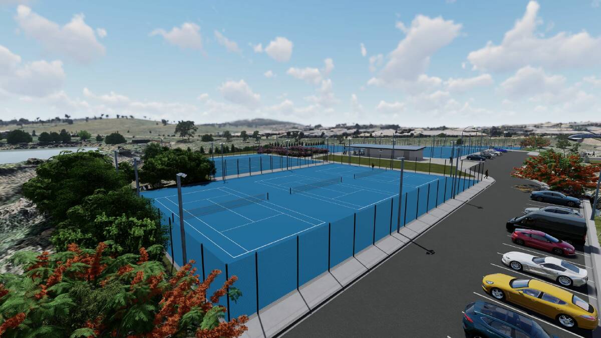A concept design for the new Gungahlin Tennis Centre set to be built in 2024. Picture: Supplied
