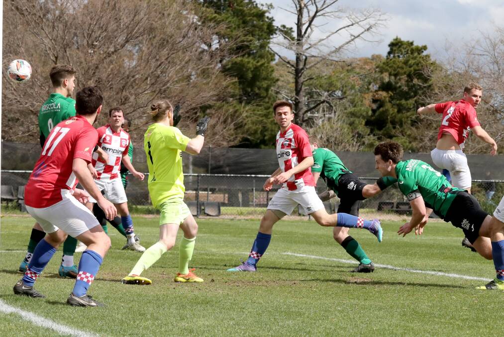 David Jenkins breaks the deadlock against the O'Connor Knights at Deakin Stadium. Picture by James Croucher