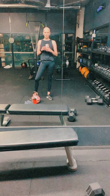 Martin at the gym during her treatment. Picture: Supplied