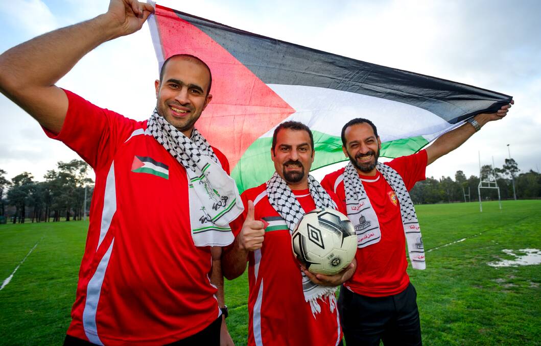 Local Palestinian footballers, Khalid Ali, Mohammad Abdul-Hwas and Omar Abbas, will be playing in the Diplomatic Cup final against Sudan. Picture: Elesa Kurtz