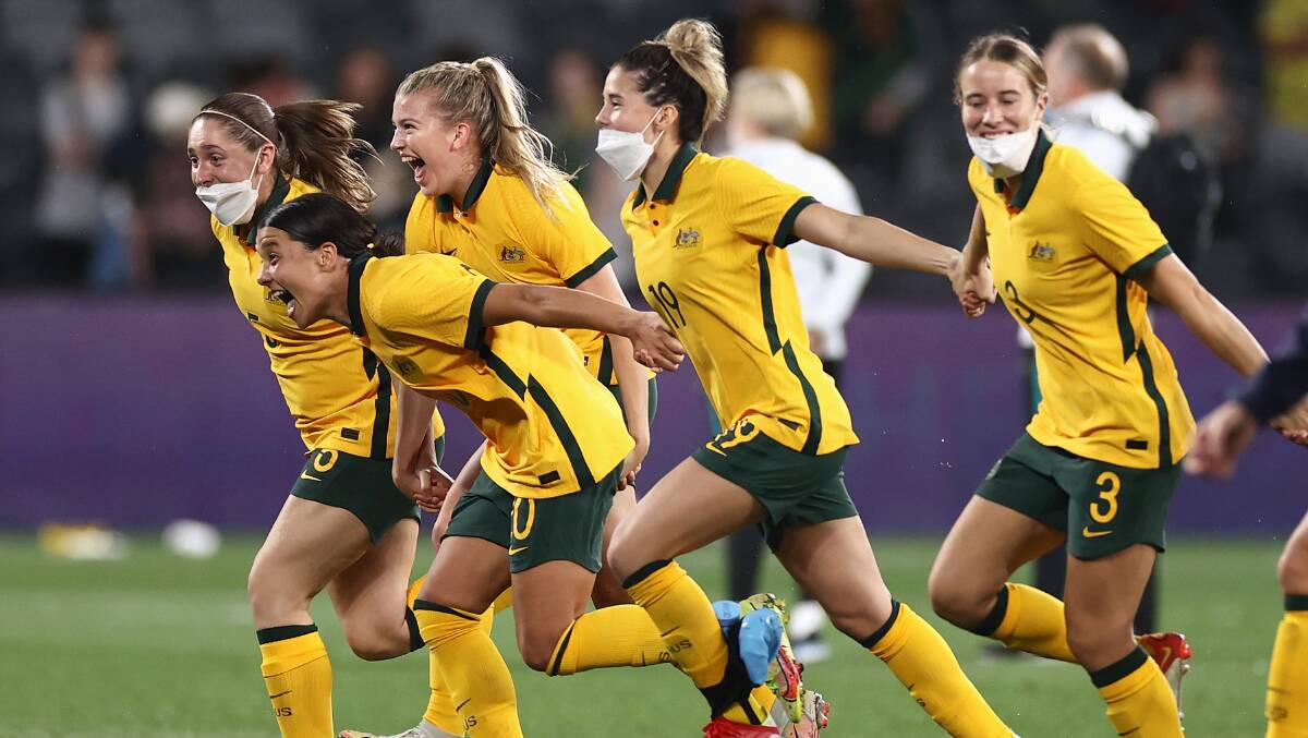 Karly Roestbakken (far left) is considered one of the luckier ones in the Matildas camp. Picture: Getty