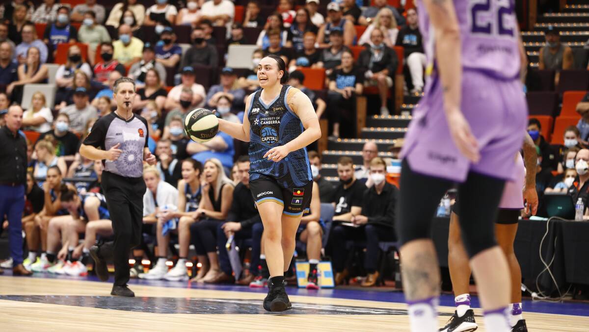 Tahlia Tupaea has re-signed for the Capitals for the 2022-23 WNBL season. Picture: Keegan Carroll
