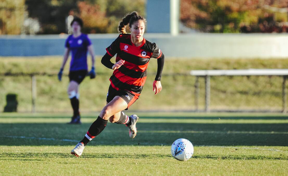 West Canberra Wanderers player Tiana Jaber was sent off last week for criticising a referee. Picture: Dion Georgopoulos