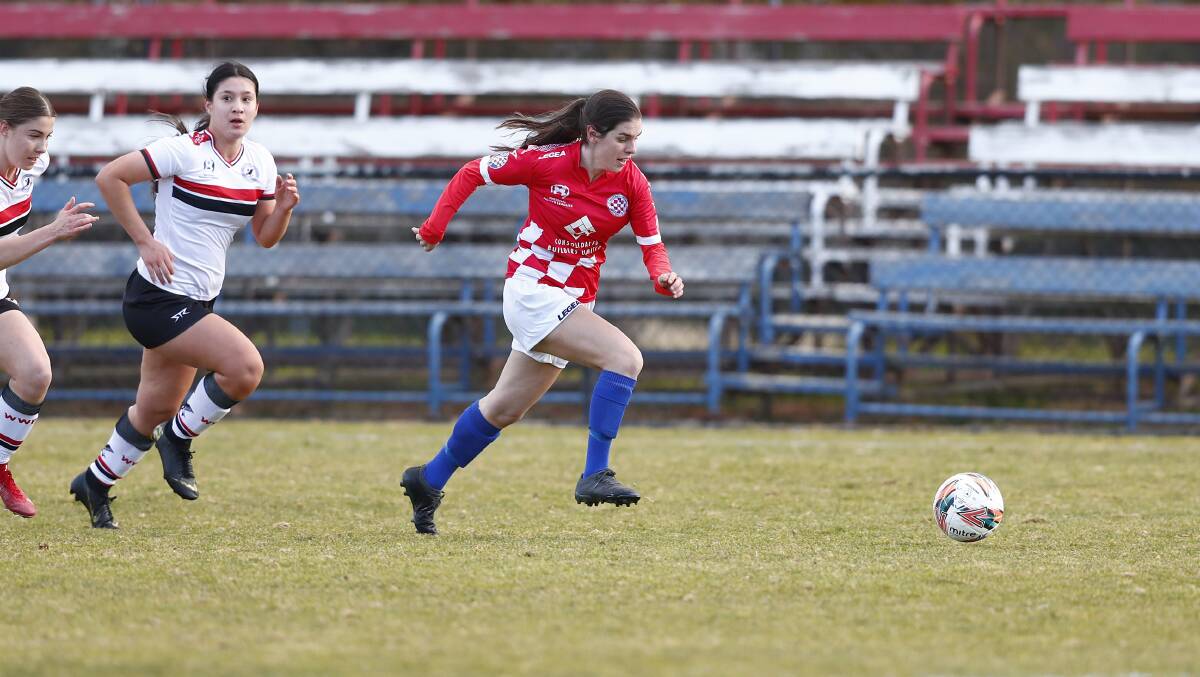 Canberra Croatia's Brittany Palombi scored her 150th NPLW goal on Sunday in her side's 6-1 win. Picture: Keegan Carroll