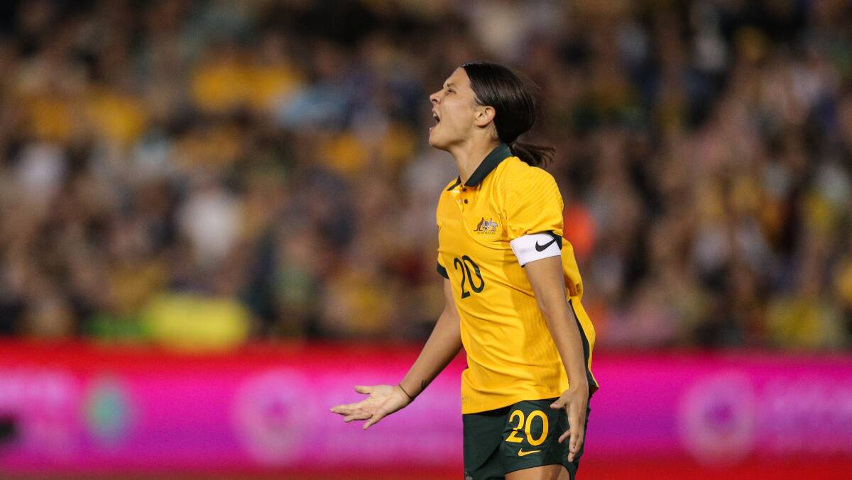 Sam Kerr is coming to Canberra with the Matildas next month. Picture: Max Mason-Hubers