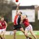 Ainslie Tricolours ruckman Josh Maynard contests for the ball on Sunday. Picture: Keegan Carroll
