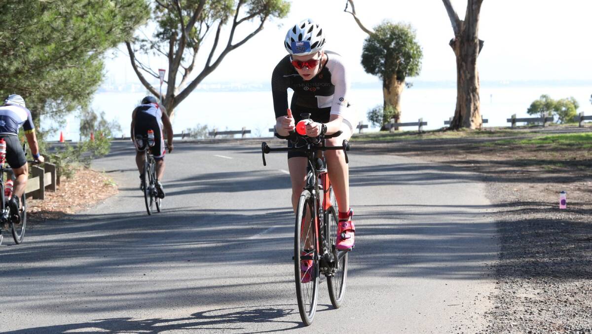 Allyson Martin competing in a half-ironman before her cancer diagnosis. Picture: Ironman Australia