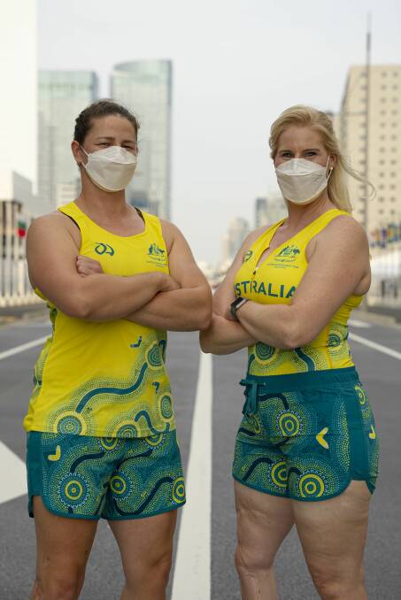 Canberra-based Paralympic rowers Nikki Ayers and Kathryn Ross in Tokyo. Picture: Brett Frawley