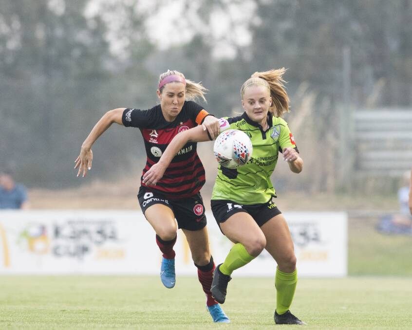Hayley Taylor-Young has re-signed to Canberra United for another season. Picture: Dion Georgopoulos