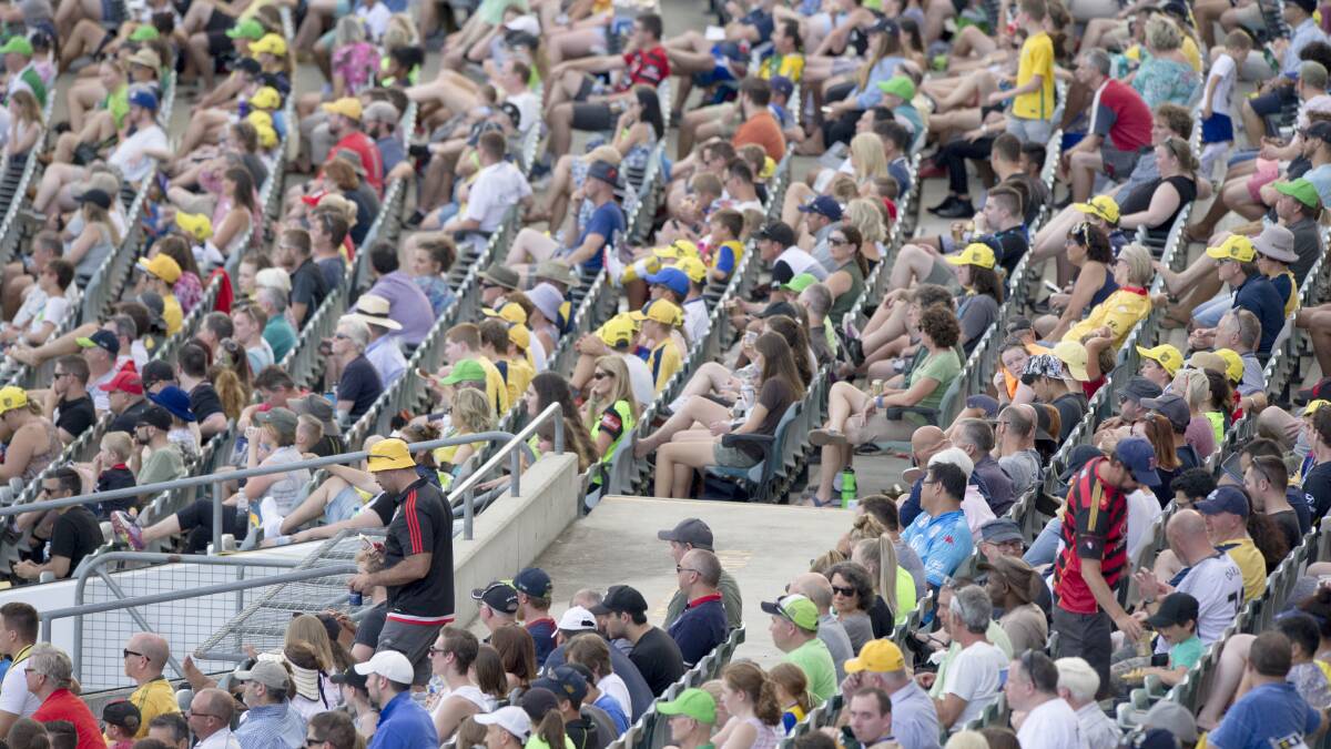 A shot of the crowd at the Central Coast Mariners last game at Canberra Stadium in February 2017. Picture: Jay Cronan