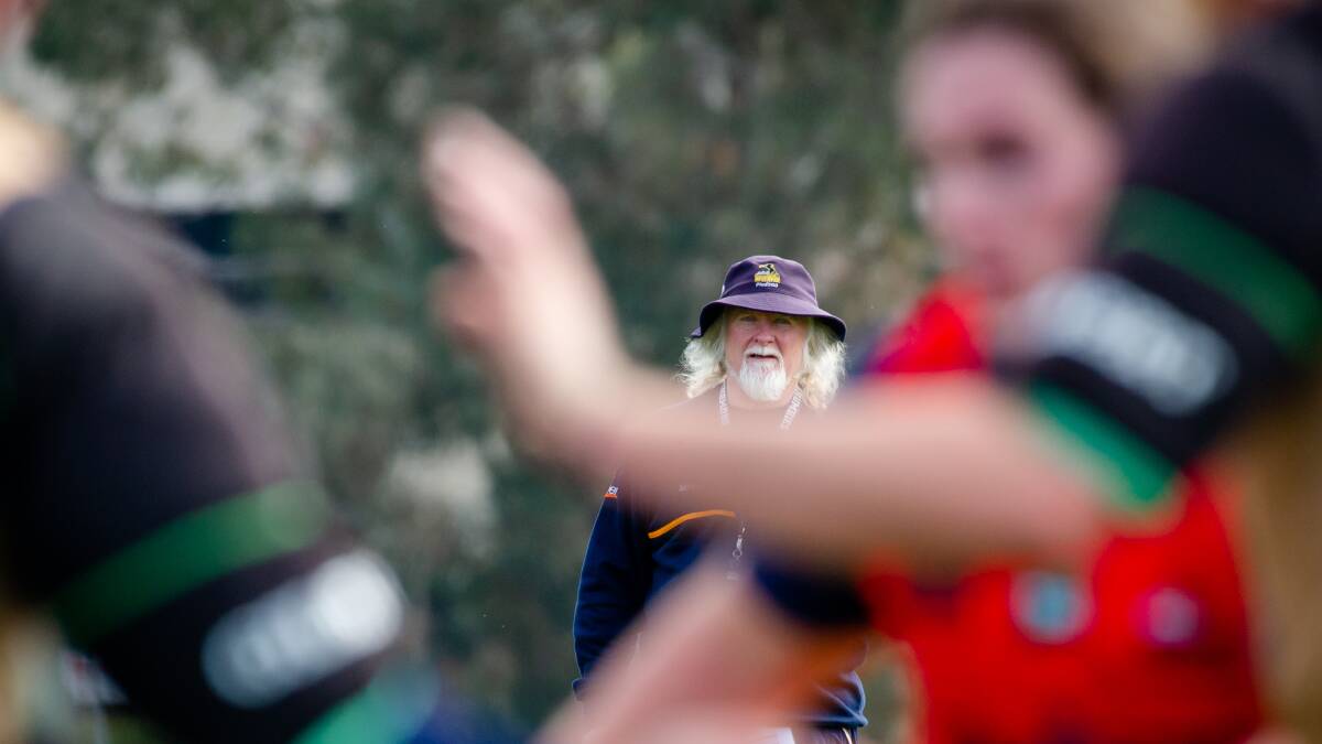  Assistant coach Laurie Fisher overlooks Brumbies training on Tuesday morning. Picture: Elesa Kurtz