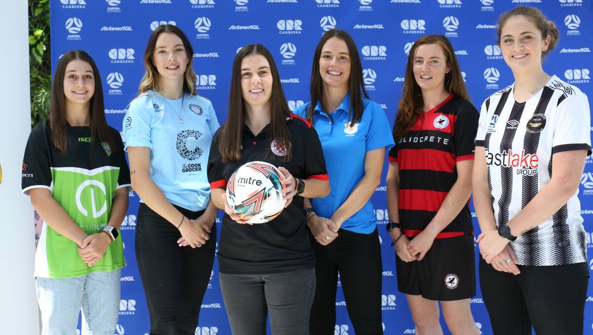 Some representatives from the NPL women's competition ahead of kick-off in April. Picture: James Coucher