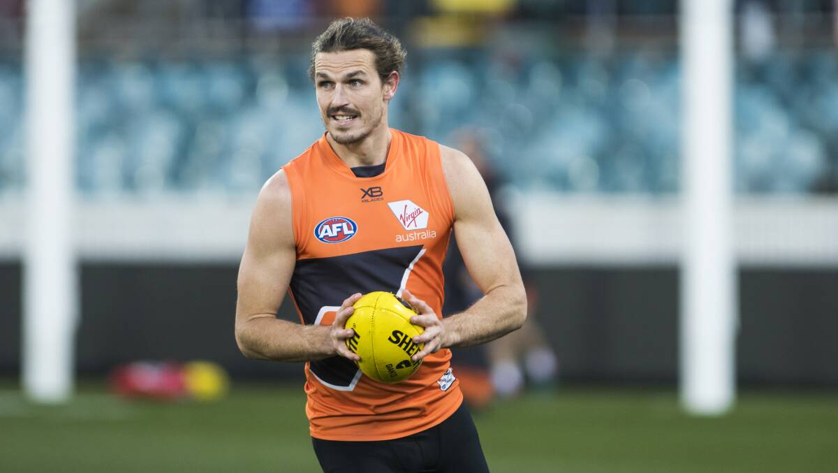 GWS Giants defender Phil Davis was subbed off before half-time after he pulled his hamstring on Sunday against Richmond. Picture: Dion Georgopoulos