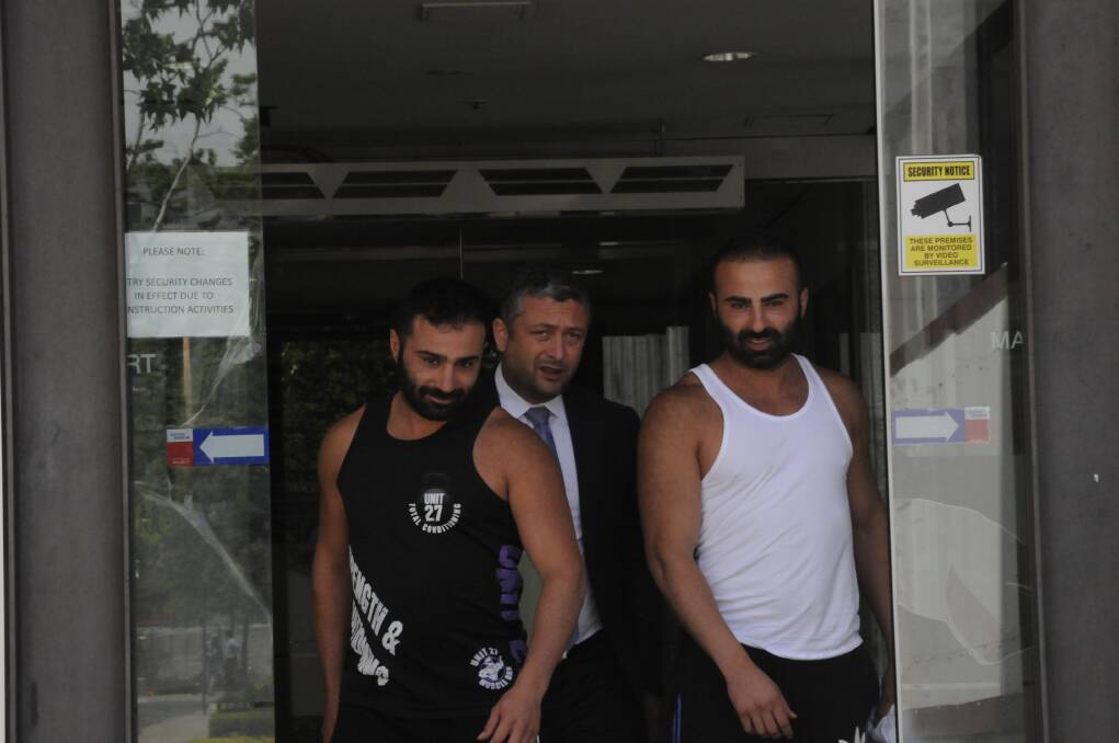 Adam Jabal (far left) and Youssef Jabal (far right) leaving court in 2017 with their lawyer Kamy Saeedi.