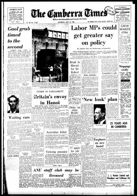 The front page of The Canberra Times on July 10, 1965.