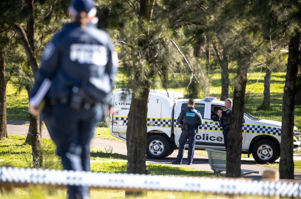 Police cordoning off the area at Weston skatepark where an 18-year-old man was fatally stabbed in the early hours of September 27. Picture: Sitthixay Ditthavong