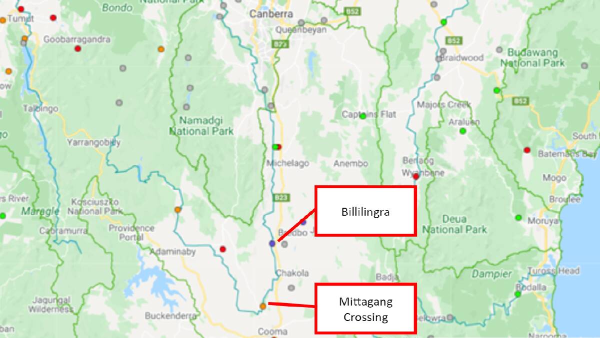 A map depicting where the Murrumbidgee River flows. Picture: Google Maps