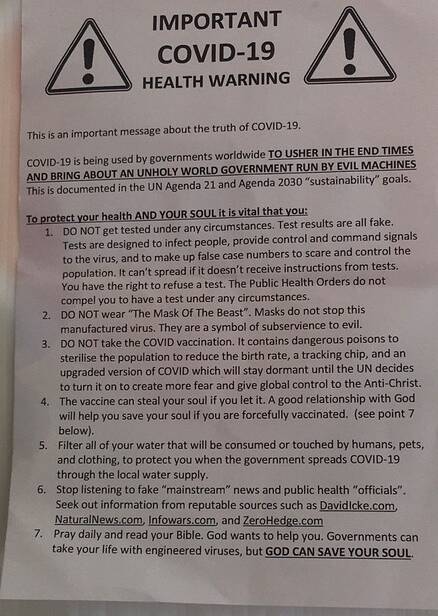 The flyer, which was sent to Reid residents. Picture: Beatrice Guppy