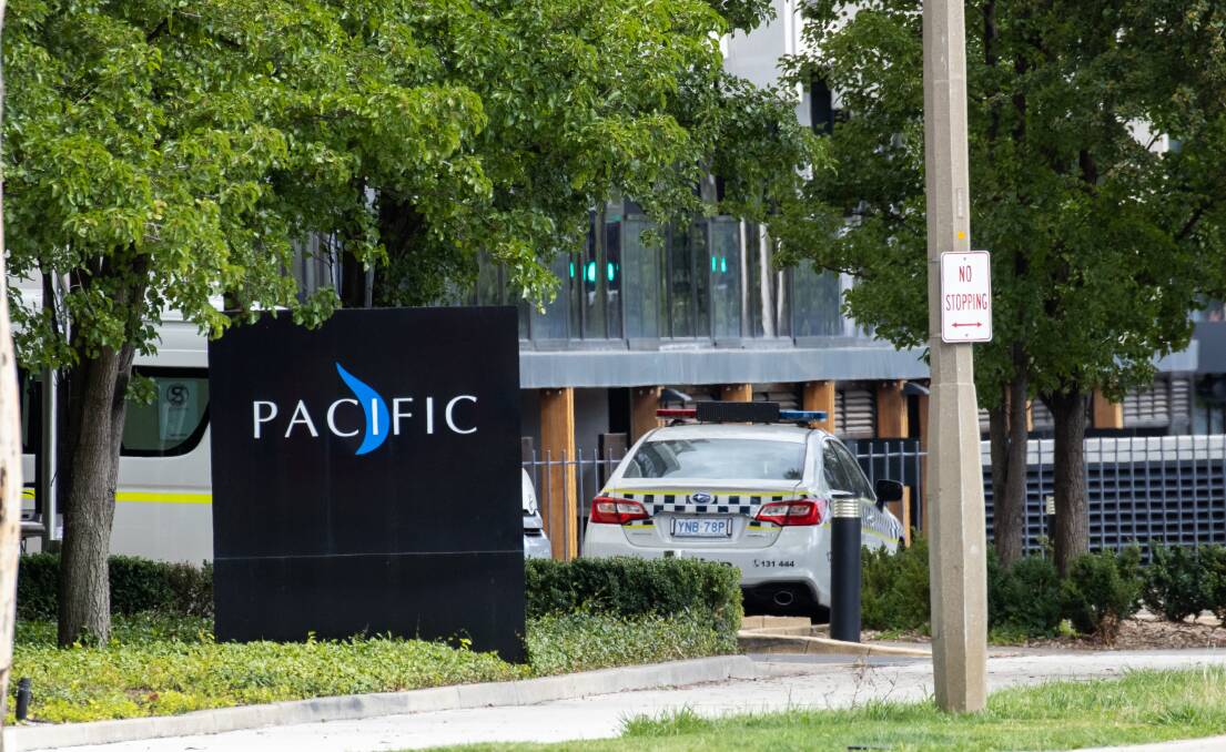 Pacific Suites hotel on Northbourne Avenue, where people have to serve out their hotel quarantine in Canberra. Picture: Dion Georgopoulos