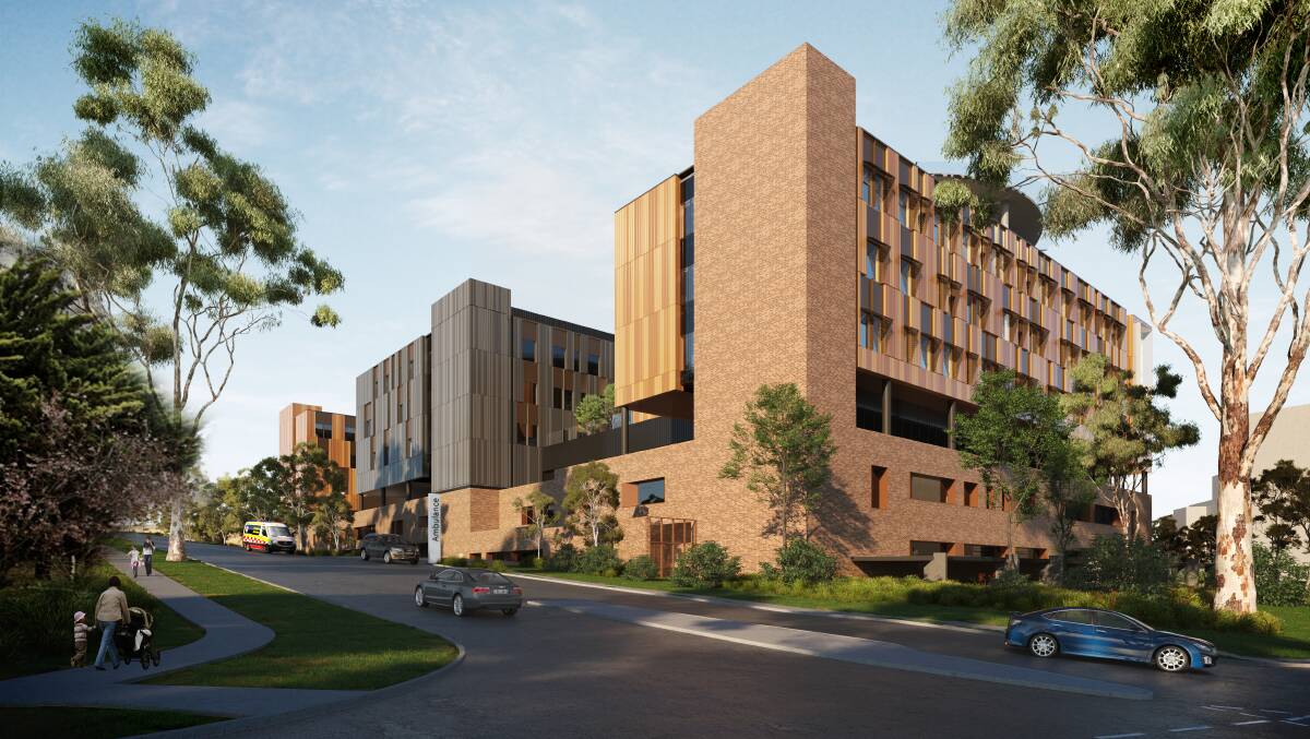 An artist's impression of the facade of the Canberra Hospital expansion. Picture: Multiplex