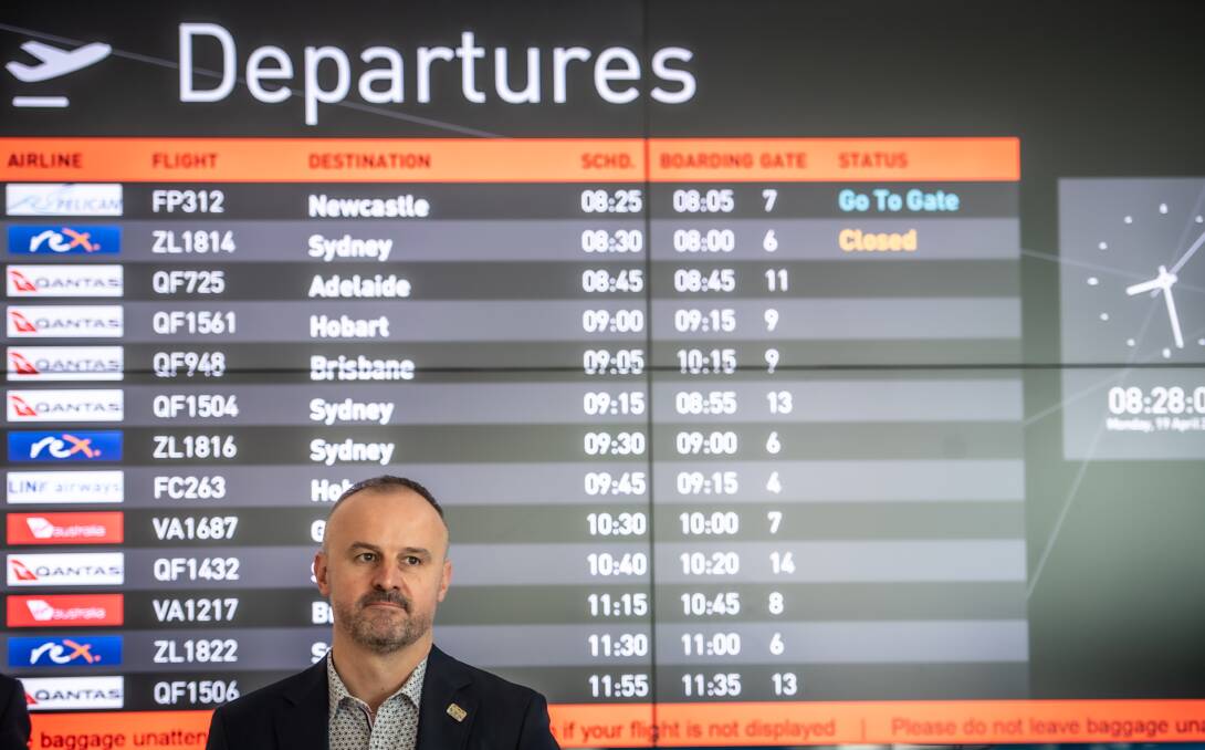 ACT Chief Minister Andrew Barr at Canberra Airport. Picture: Karleen Minney