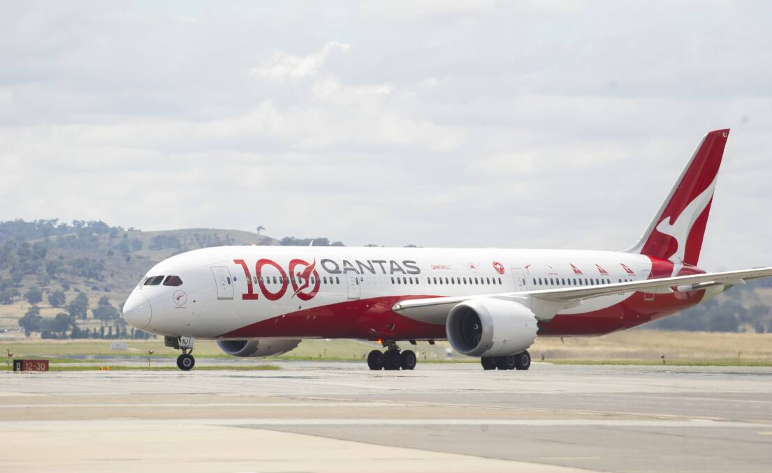 Flight QF117 from Chennai to Canberra landing at Canberra Airport. Picture: Dion Georgopoulos