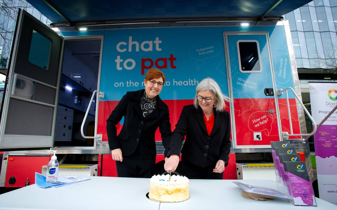 ACT Health Minister Rachel Stephen-Smith launching the "PAT" city service along with Directions Health Services chief executive Bronwyn Hendry. Picture: Elesa Kurtz