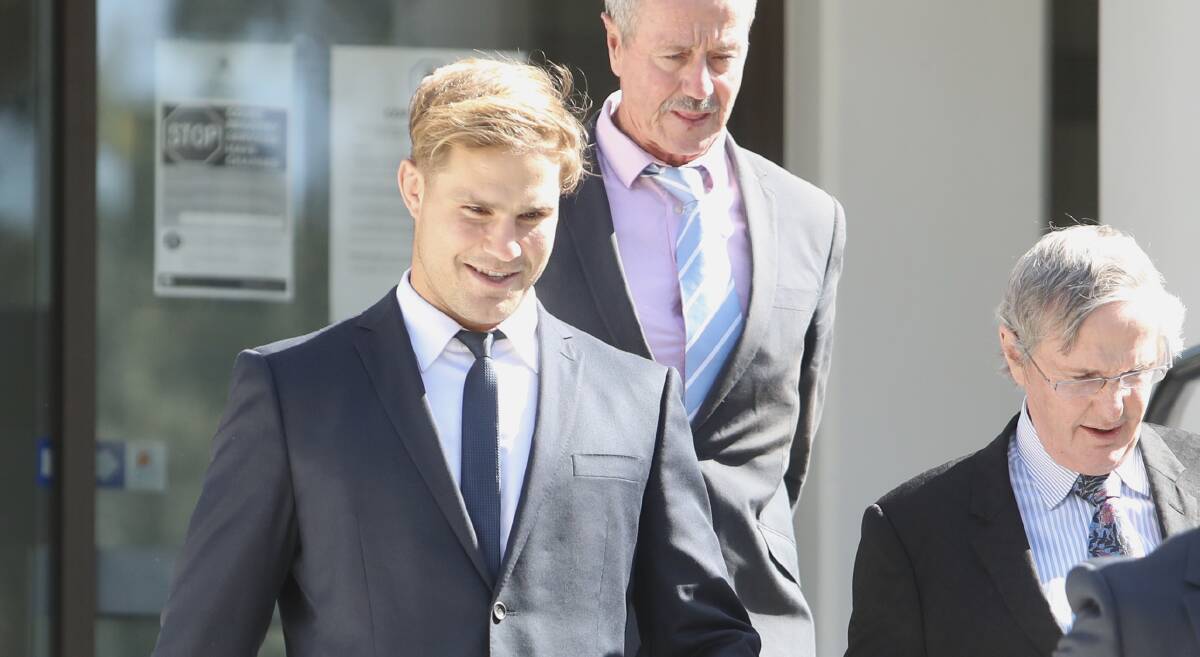 A smiling Jack de Belin walks out of court after a jury heard recorded tapes of a phone conversation he had with his sister, mother and friends. Picture: Adam McLean