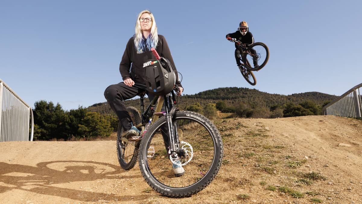 Mountain Bikers Peta Longhurst and Andrew Finniss at Stromlo Forest Park following the announcement of the new trail. Picture by Keegan Carroll