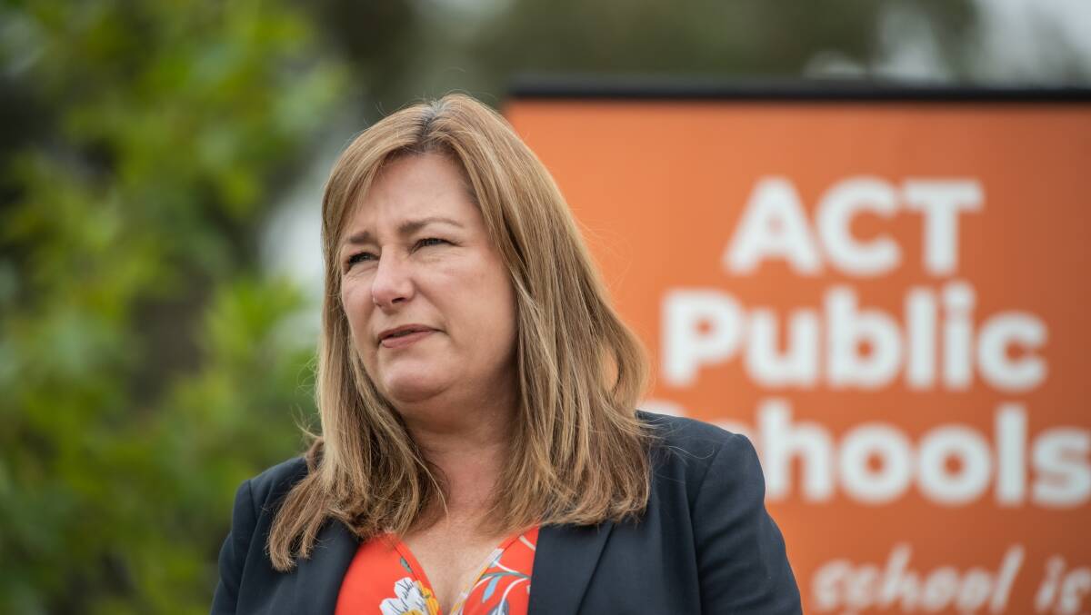 Education Minister Yvette Berry has survived a no-confidence motion after WorkSafe ACT issued a prohibition notice to Calwell High School. Picture: Karleen Minney 