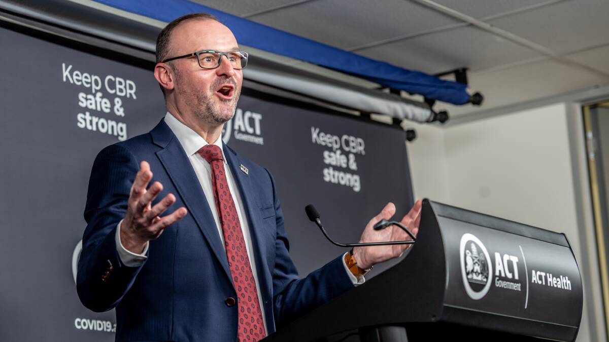 ACT Chief Minister Andrew Barr announced the lockdown extension on Tuesday. Picture: Karleen Minney 