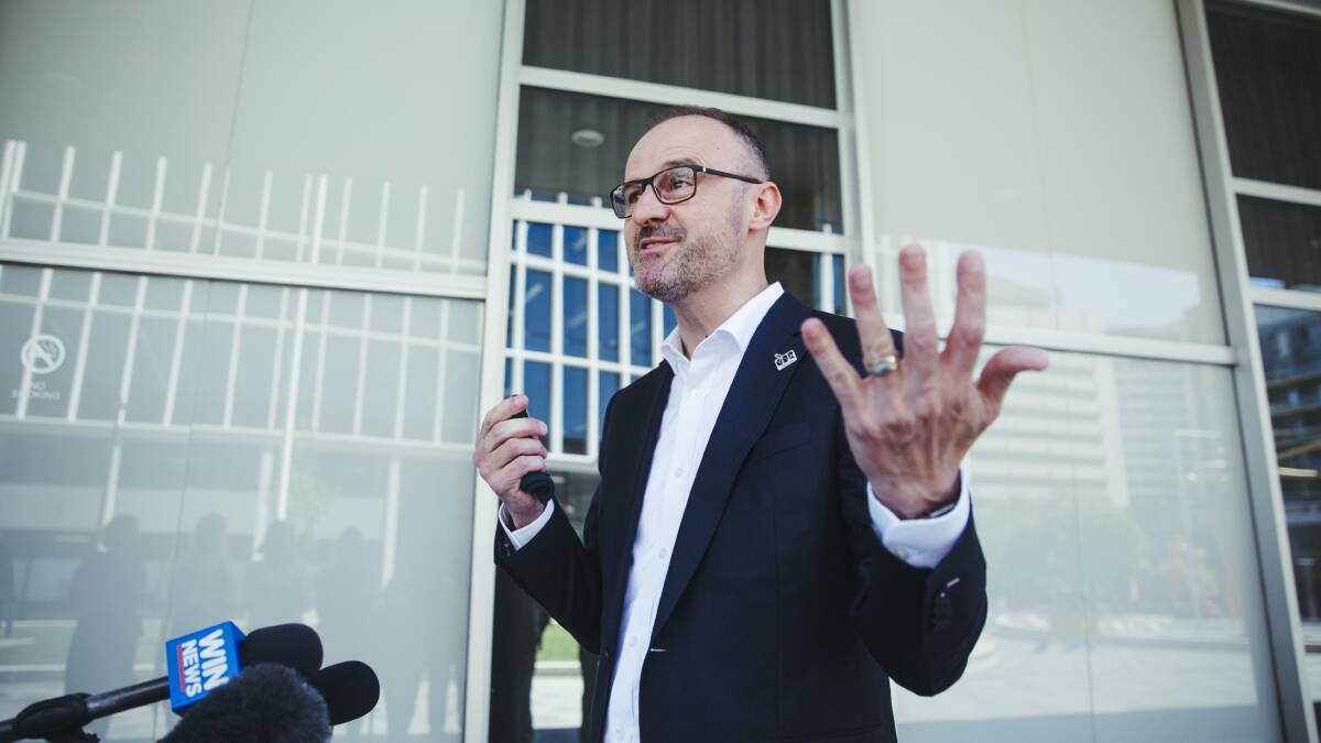 Chief Minister Andrew Barr said the government's land release program only accounted for 2 per cent of the ACT's housing stock, and did not have a great impact on the median house price. Picture: Dion Georgopoulos 