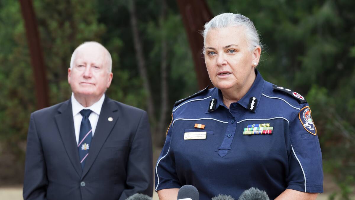 Emergency Services Minister Mick Gentleman and ACT Emergency Services Commissioner Georgeina Whelan. Picture by Sitthixay Ditthavong