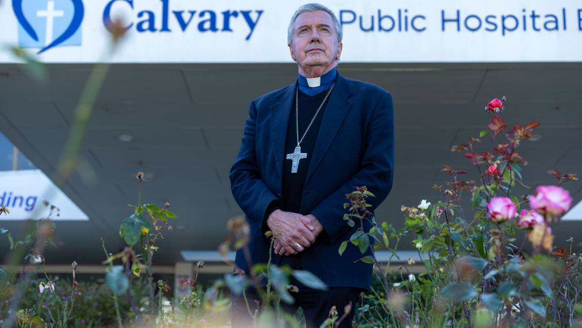 Archbishop Christopher Prowse out the front of Calvary hospital this week. Picture by Gary Ramage 