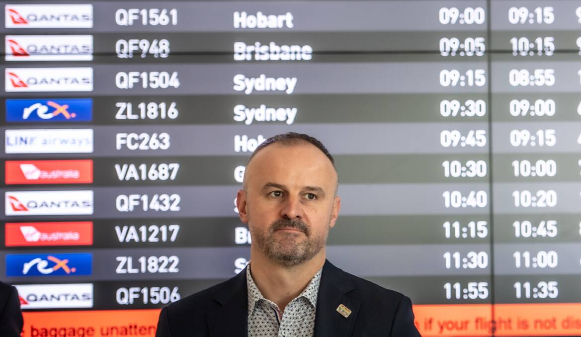Chief Minister Andrew Barr says the aviation industry needs some time to recover. Picture: Karleen Minney 