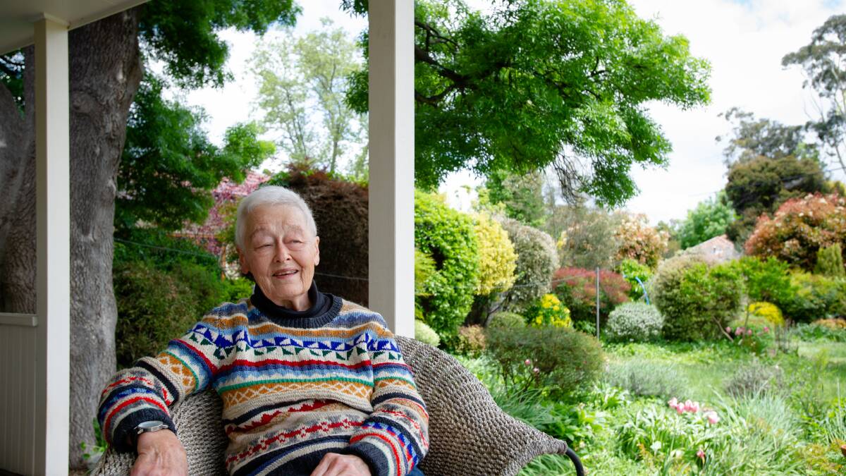 Peggy Spratt, pictured in her garden, held a party on the weekend to celebrate her life. Picture by Elesa Kurtz 