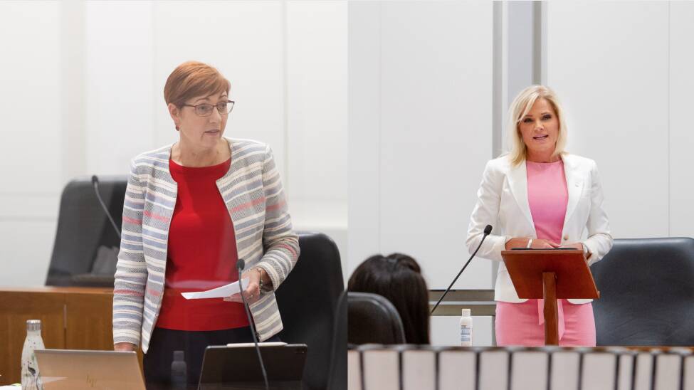 ACT Health Minister Rachel Stephen-Smith and opposition health spokeswoman Leanne Castley clashed during a heated debate on a men's health plan. Pictures by Sitthixay Ditthavong, Elesa Kurtz