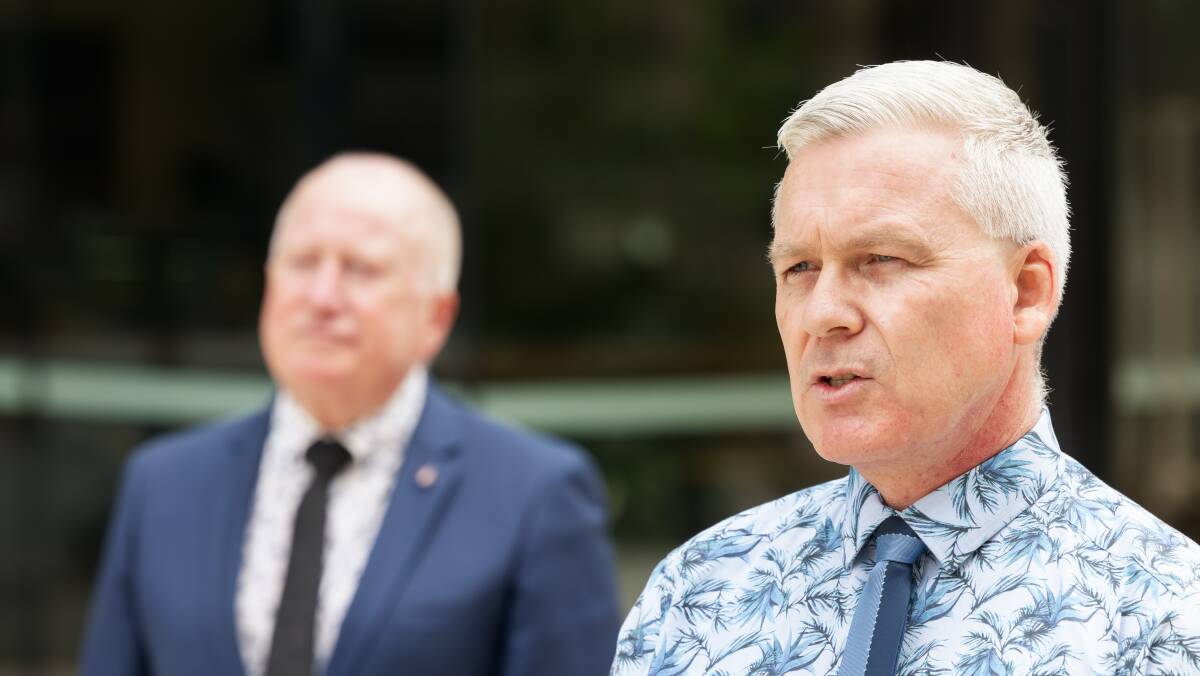 ACT chief planner Ben Ponton announcing the territory's new planning act with Planning Minister Mick Gentleman. Picture: Sitthixay Ditthavong 