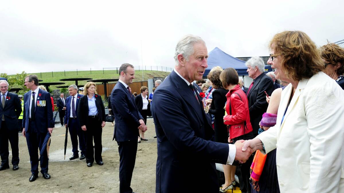 King Charles III at the National Arboretum in 2015. Chief Minister Andrew Barr in the background. Picture by Melissa Adams