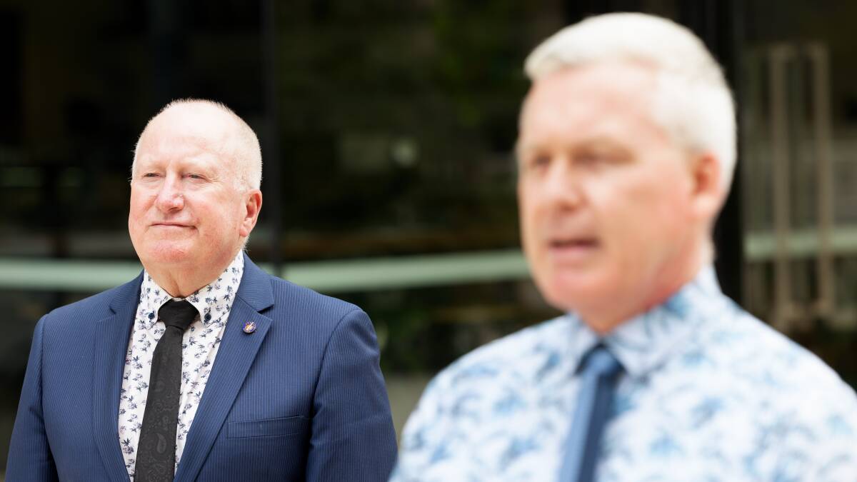 ACT Planning Minister Mick Gentleman with chief planner Ben Ponton. Picture: Sitthixay Ditthavong 
