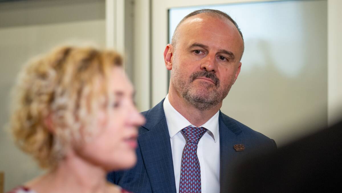Chief Minister Andrew Barr with ACT Minister for Mental Health Emma Davidson. Picture by Elesa Kurtz 