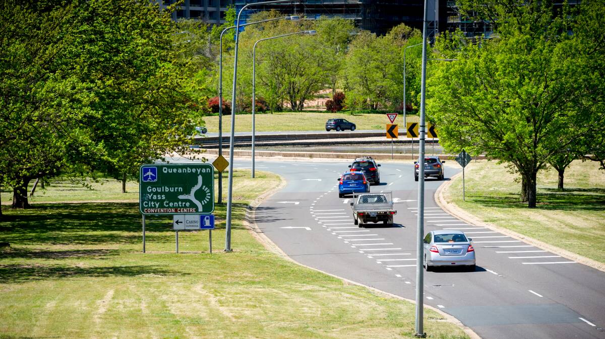 The ACT government was told lowering Parkes Way, pictured, could create up to 25 new urban development blocks in 2013. Picture by Elesa Kurtz