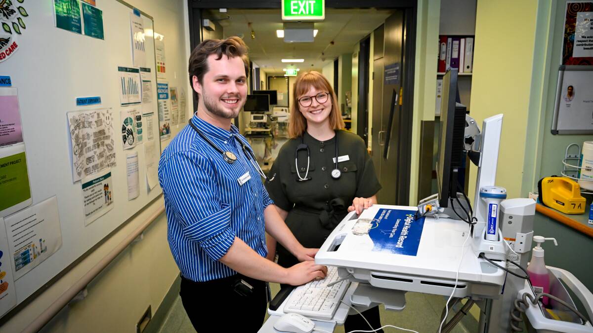Charles Lloyd (left) is a junior doctor at Canberra Hospital who was mentored by Serena Mevissen who has just completed her first year. Picture by Elesa Kurtz 
