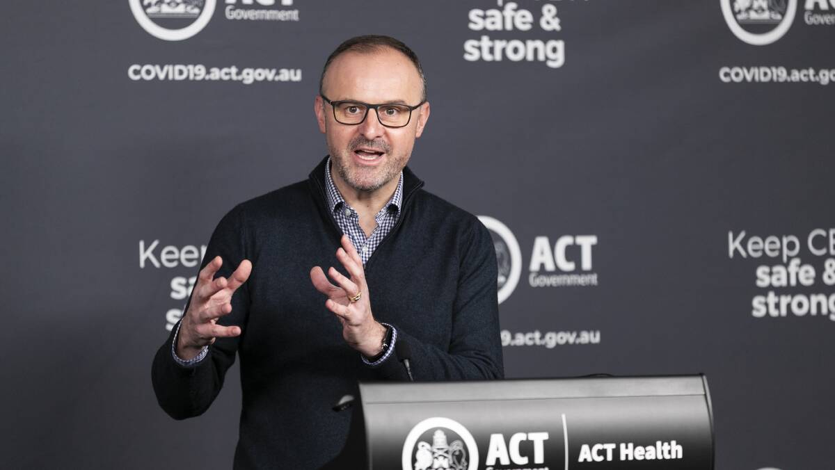 ACT Chief Minister Andrew Barr has flagged a possible extension to Canberra's lockdown. Picture: Keegan Carroll 